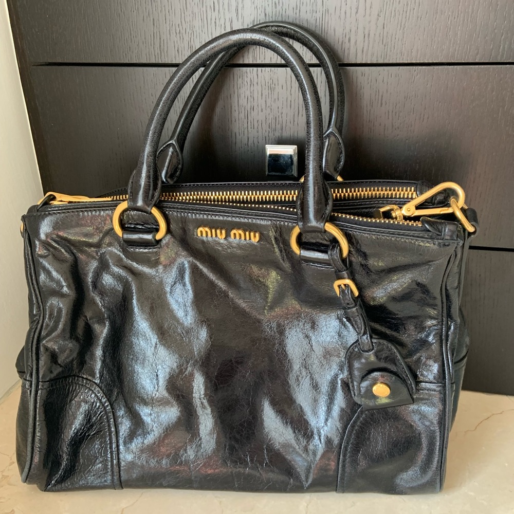 Miu Miu distressed leather satchel